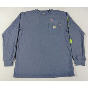 Carhartt FR Shirt Mens Medium Blue Long Sleeve Pocket Flame Resistant CAT 2